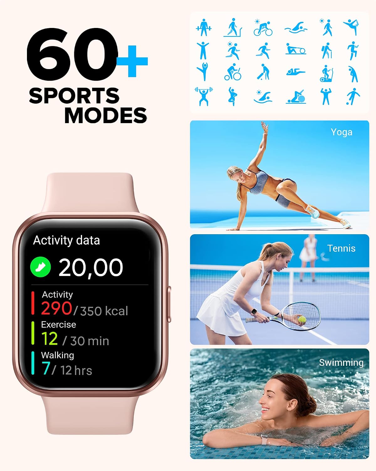 Detalle 2 de Smartwatch Damen 1,7" Touchscreen Fitnessuhr
