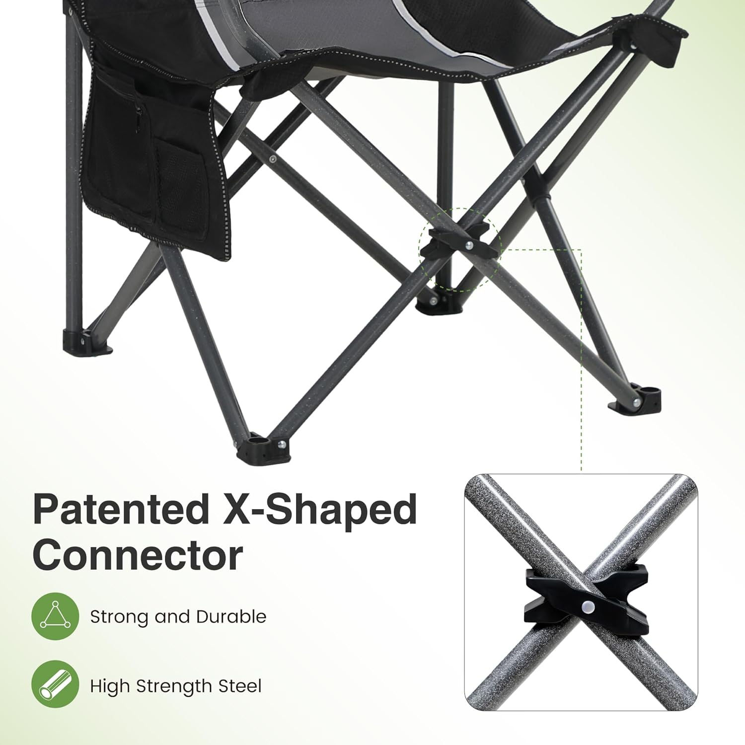 Thumbnail 3 de LET’S CAMP set of 2 foldable camping chairs with cup holder, padded seat and steel frame (up to 160kg each)