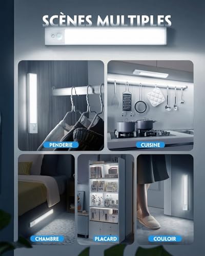 Thumbnail 6 de KALAHOL Lot de 4 Lampes LED Sous Meuble Cuisine avec Détecteur de Mouvement et USB-C – Sans Fil, Blanc Froid