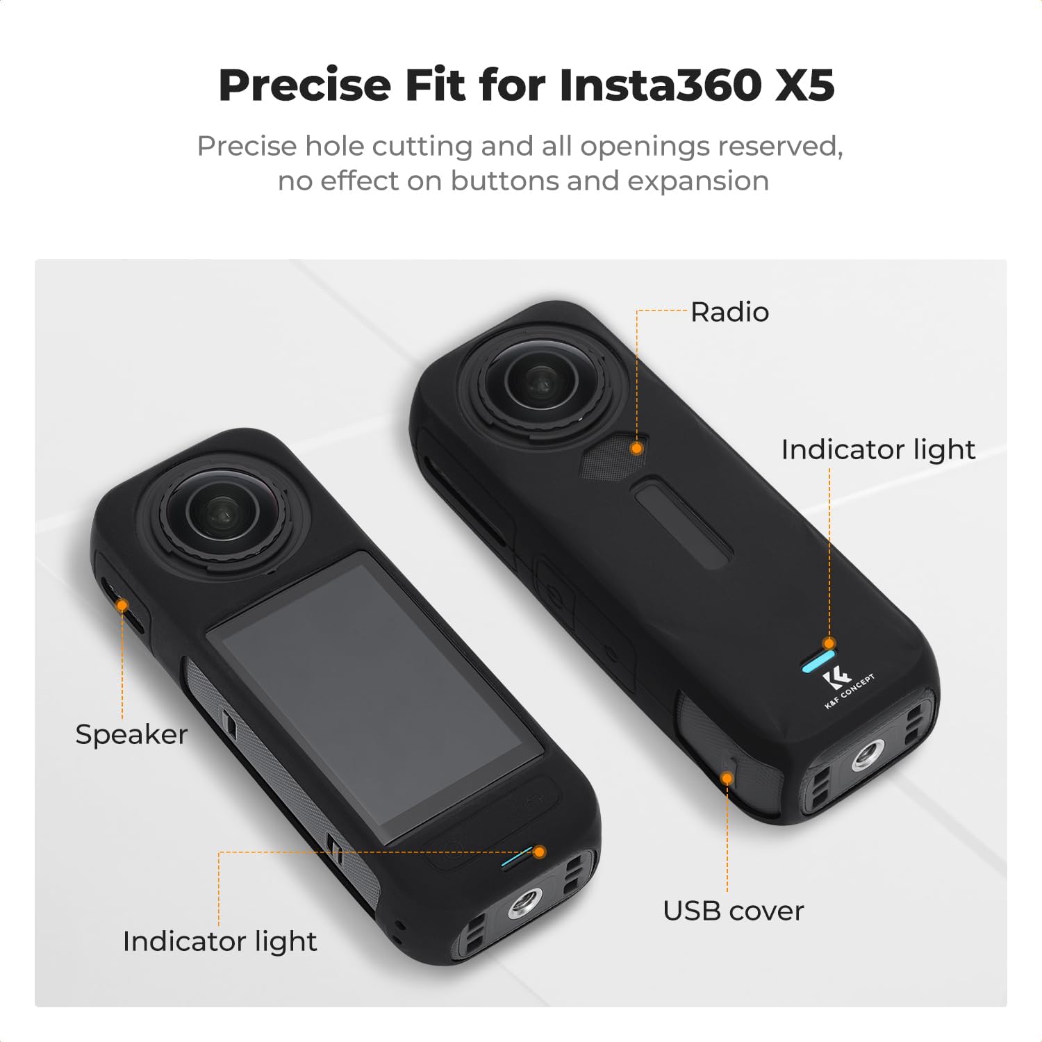 Thumbnail 2 de K&F CONCEPT Protective Case for Insta360 X5 – Soft Silicone Full-Body Case with Lens Cap