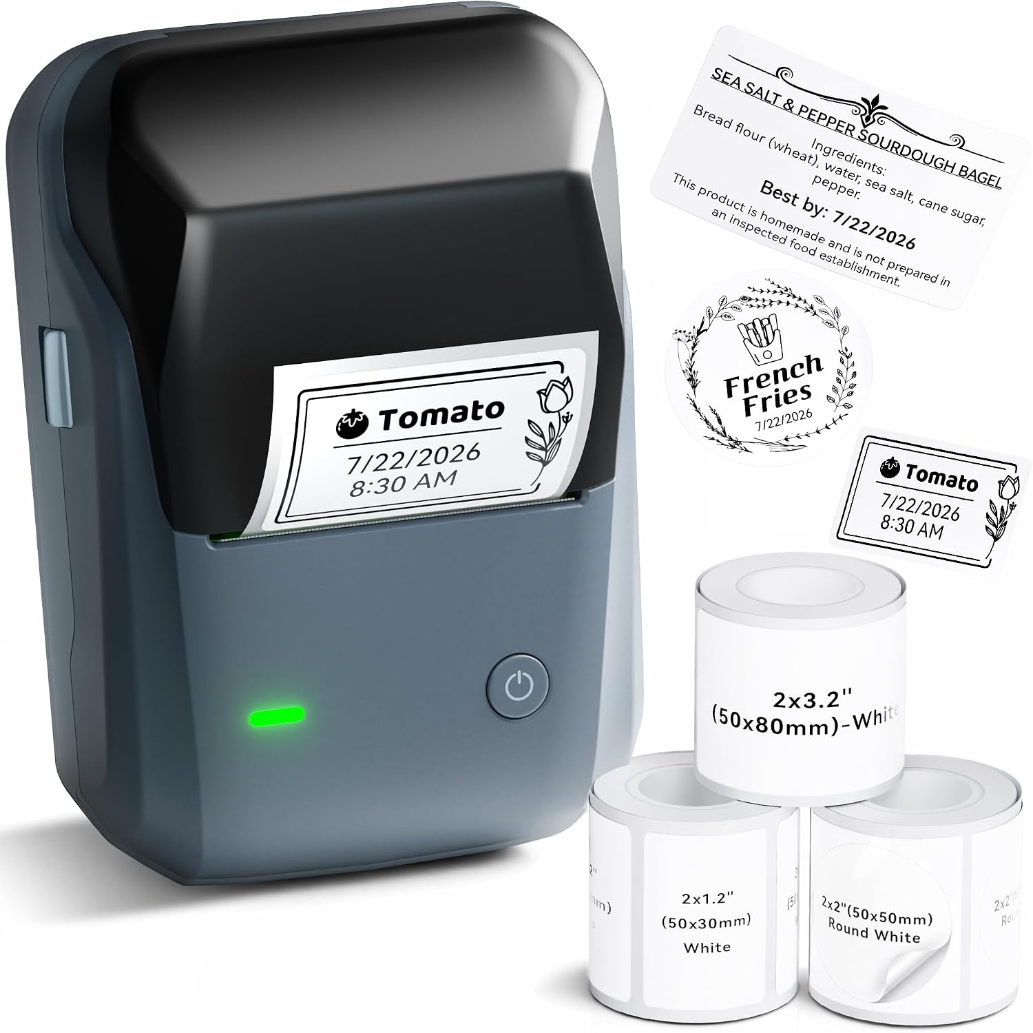 NIIMBOT B1 Blue Bluetooth Thermal Label Maker with 3 White Label Rolls