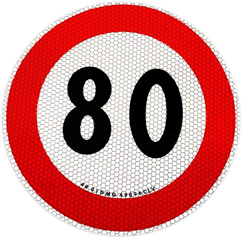 Contrassegno Limite Velocità 80 km/h Adesivo Omologati EU – Ø200 mm