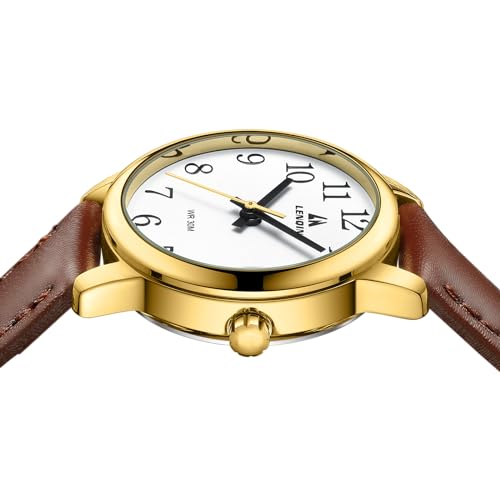 Detalle de LN LENQIN Montre Femme Quartz Étanche - Bracelet Cuir 30 mm