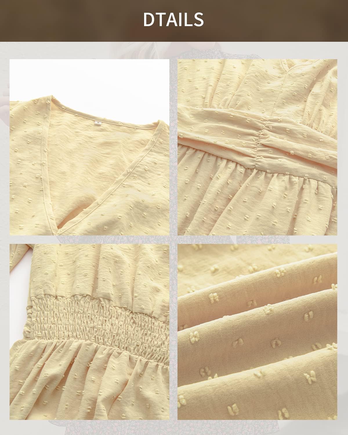 Thumbnail 4 de BebreezChic Sommerkleid Damen Lang Boho mit Swiss-Dot, V-Ausschnitt und hoher Taille