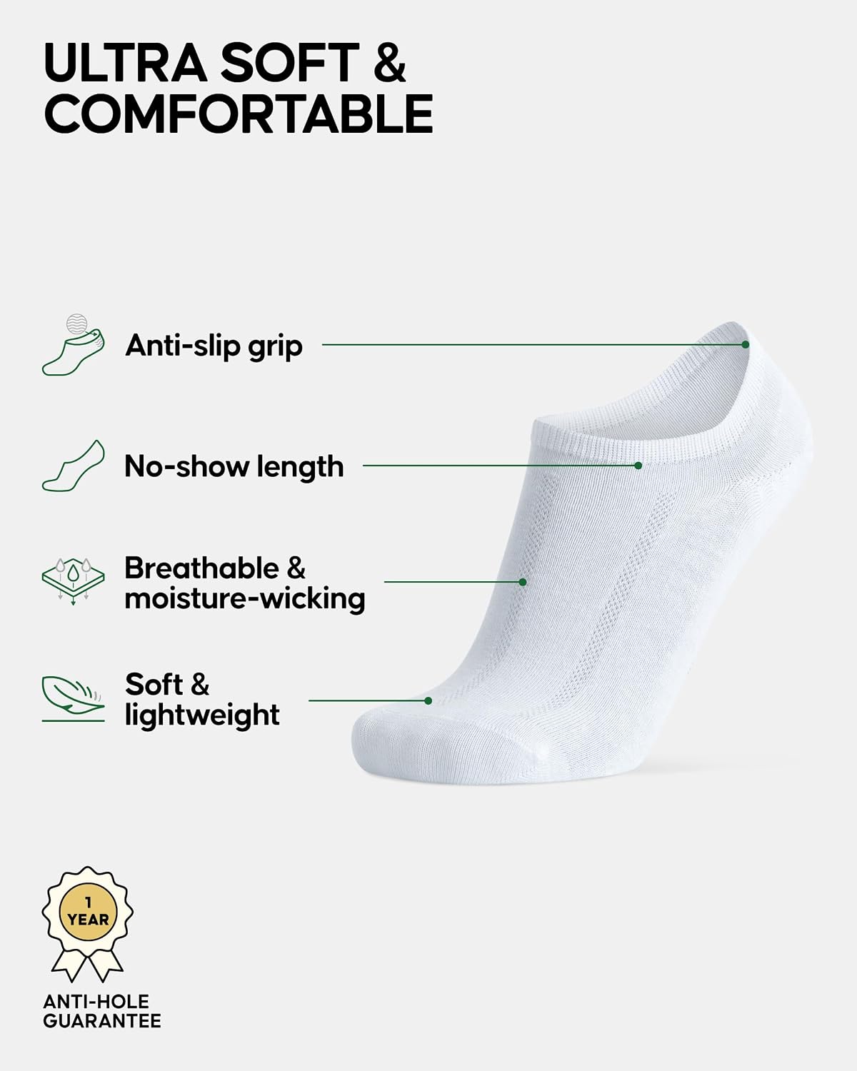 Thumbnail 1 de Danish Endurance No Show Bamboo Socks – 6 Pack