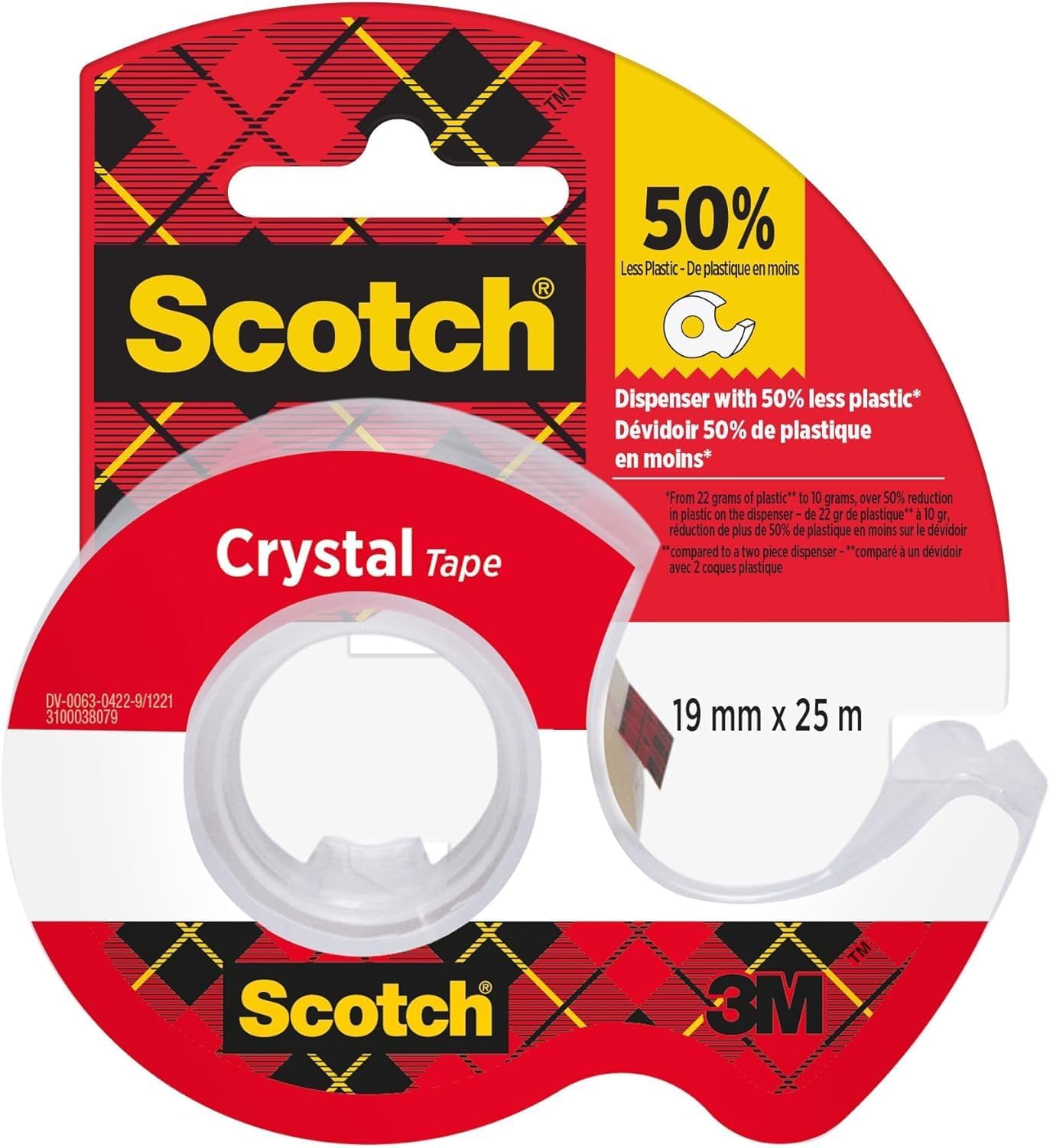 Scotch Crystal Ruban Adhésif Transparent 19 mm x 25 m