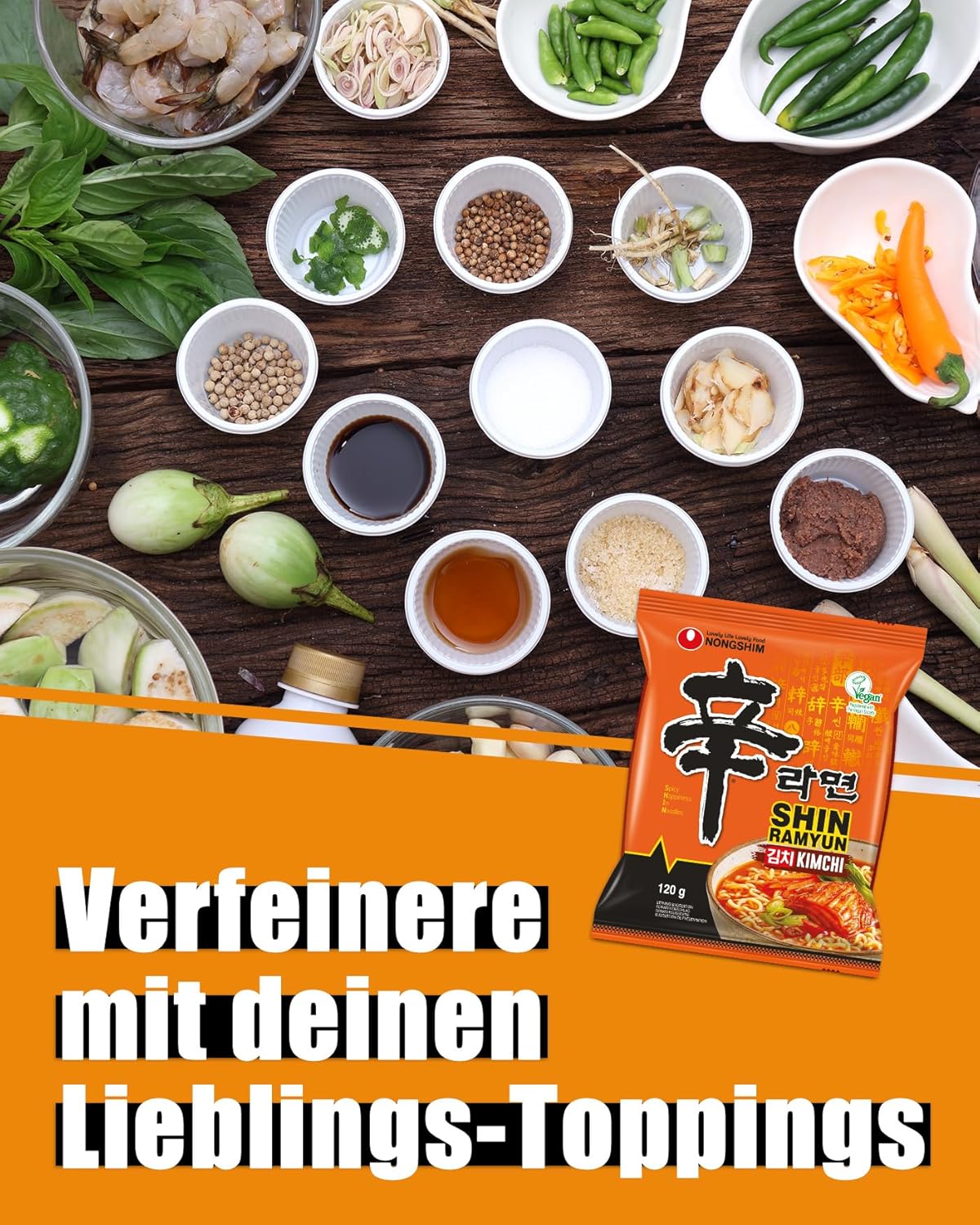 Thumbnail 4 de Nong Shim Instantnudeln Kimchi Ramyun – koreanische Ramen Suppe im 6er Vorteilspack (à 120 g)