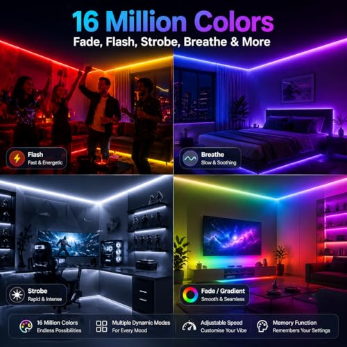 Detalle de shalaker 20M RGB LED Strip Lights with Bluetooth App & Remote
