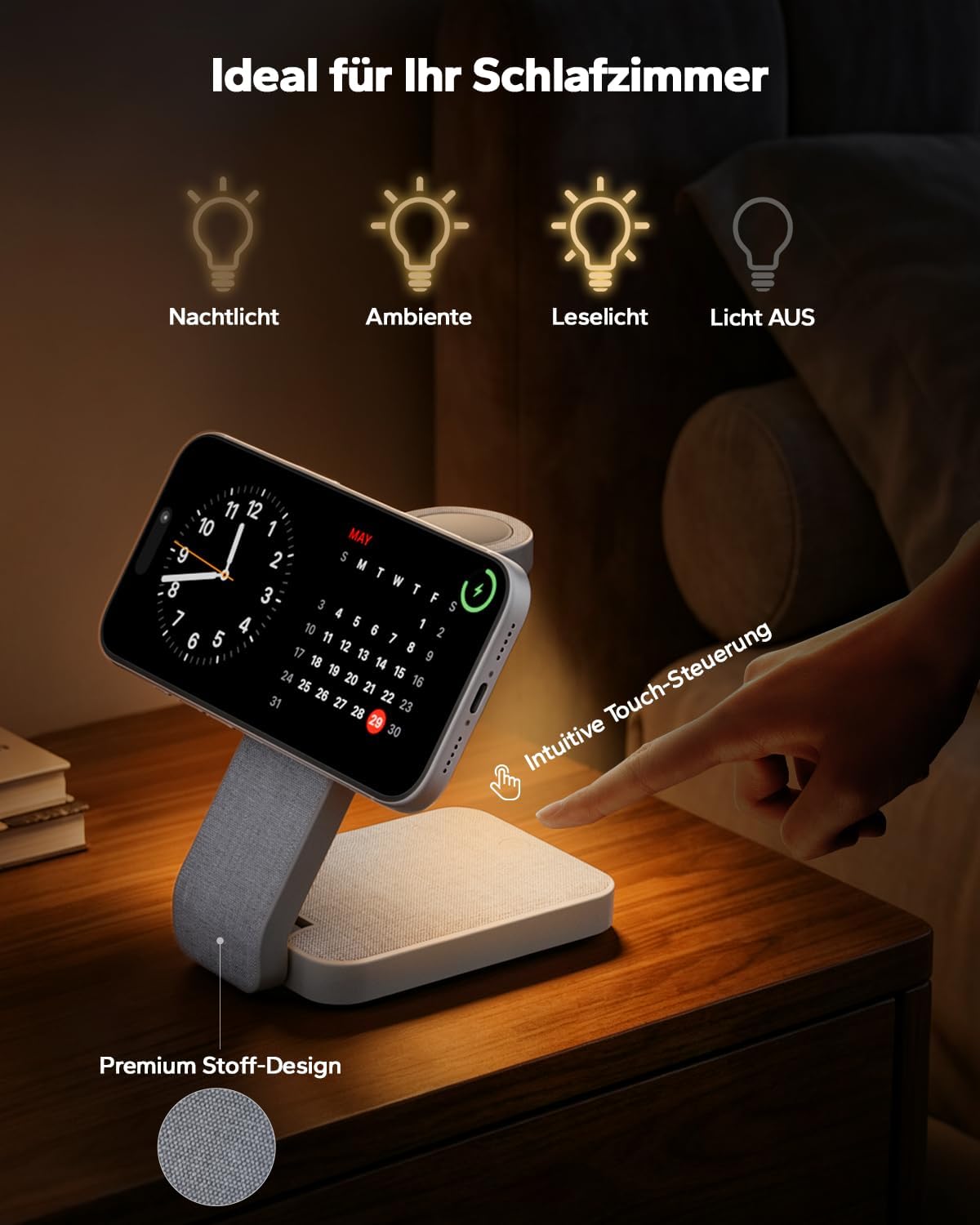 Detalle 2 de Eazpower MagSafe Ladestation 3‑in‑1 faltbar für iPhone und Apple Watch