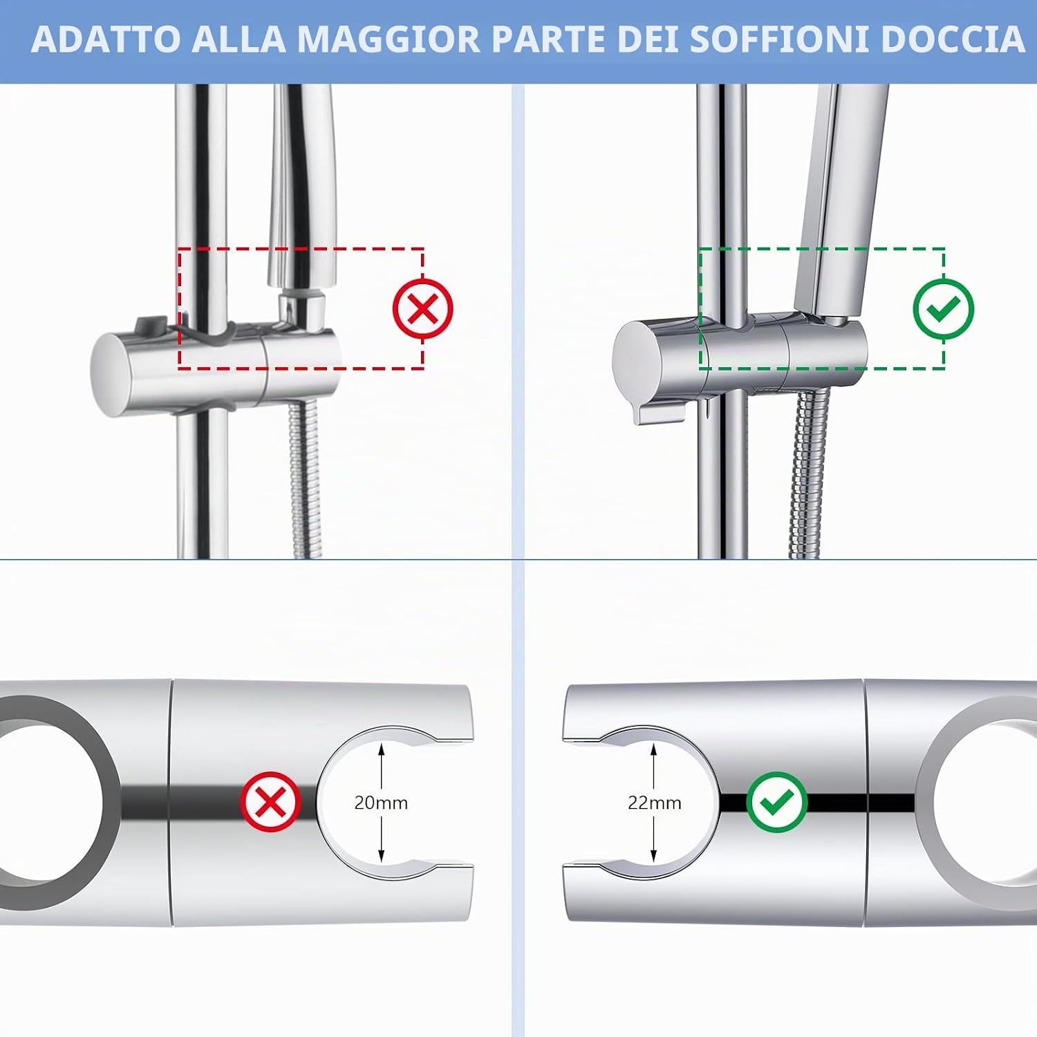 Detalle de Asta doccia Kelleria 110 cm in acciaio inox SUS304: robusta, regolabile e facile da installare
