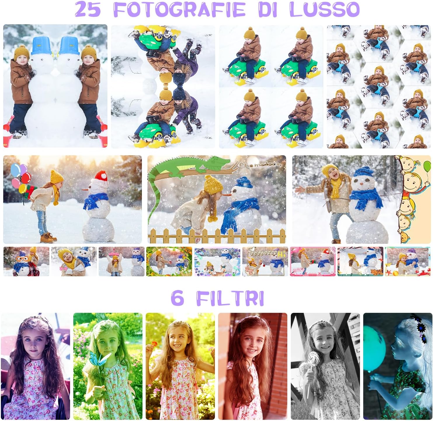 Thumbnail 4 de ARNSSIEN Macchina Fotografica Bambini 2,4" con schermo IPS, attacco flip 180°, 8 GB inclusa: fotocamera pensata per piccoli esploratori