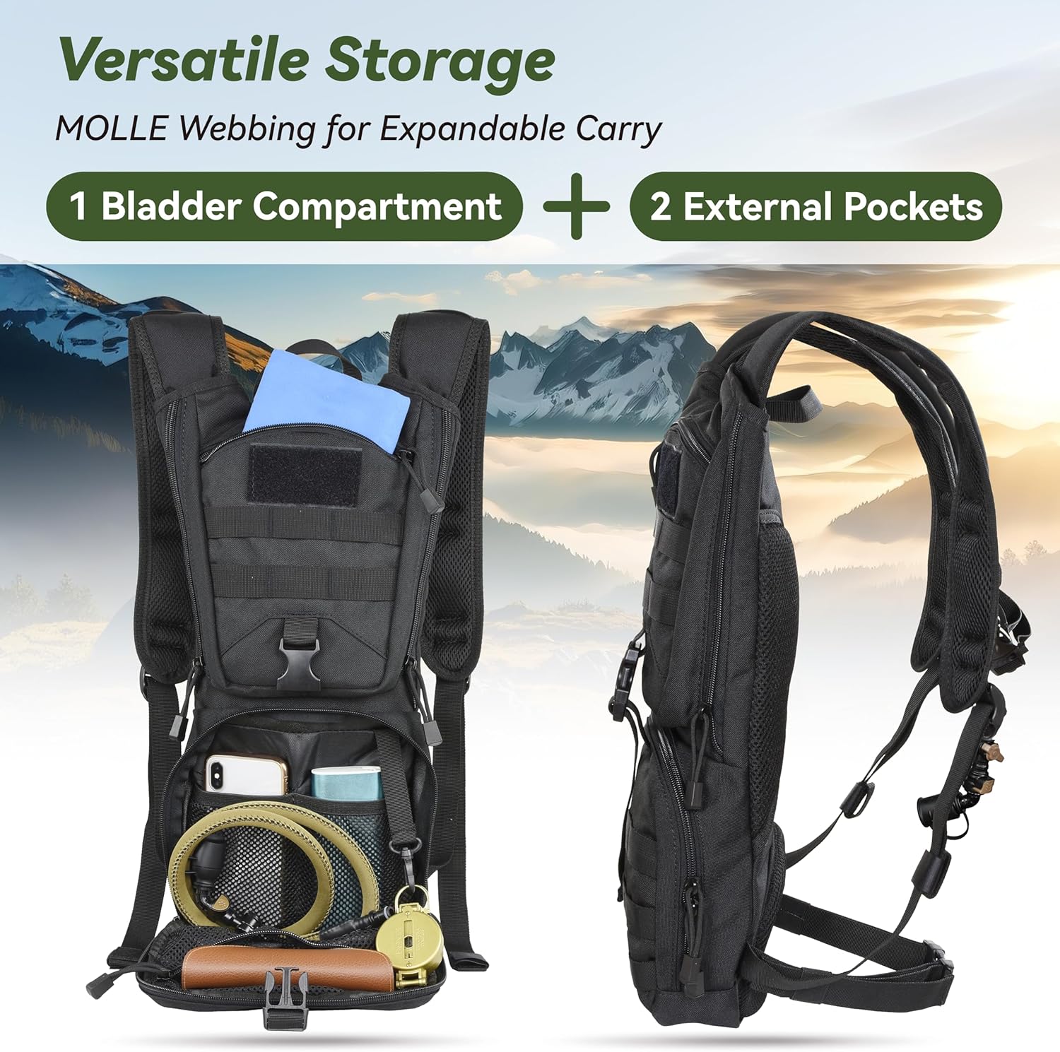 Thumbnail 3 de MARCHWAY Tactical Molle Hydration Pack Backpack (3L TPU Water Bladder)