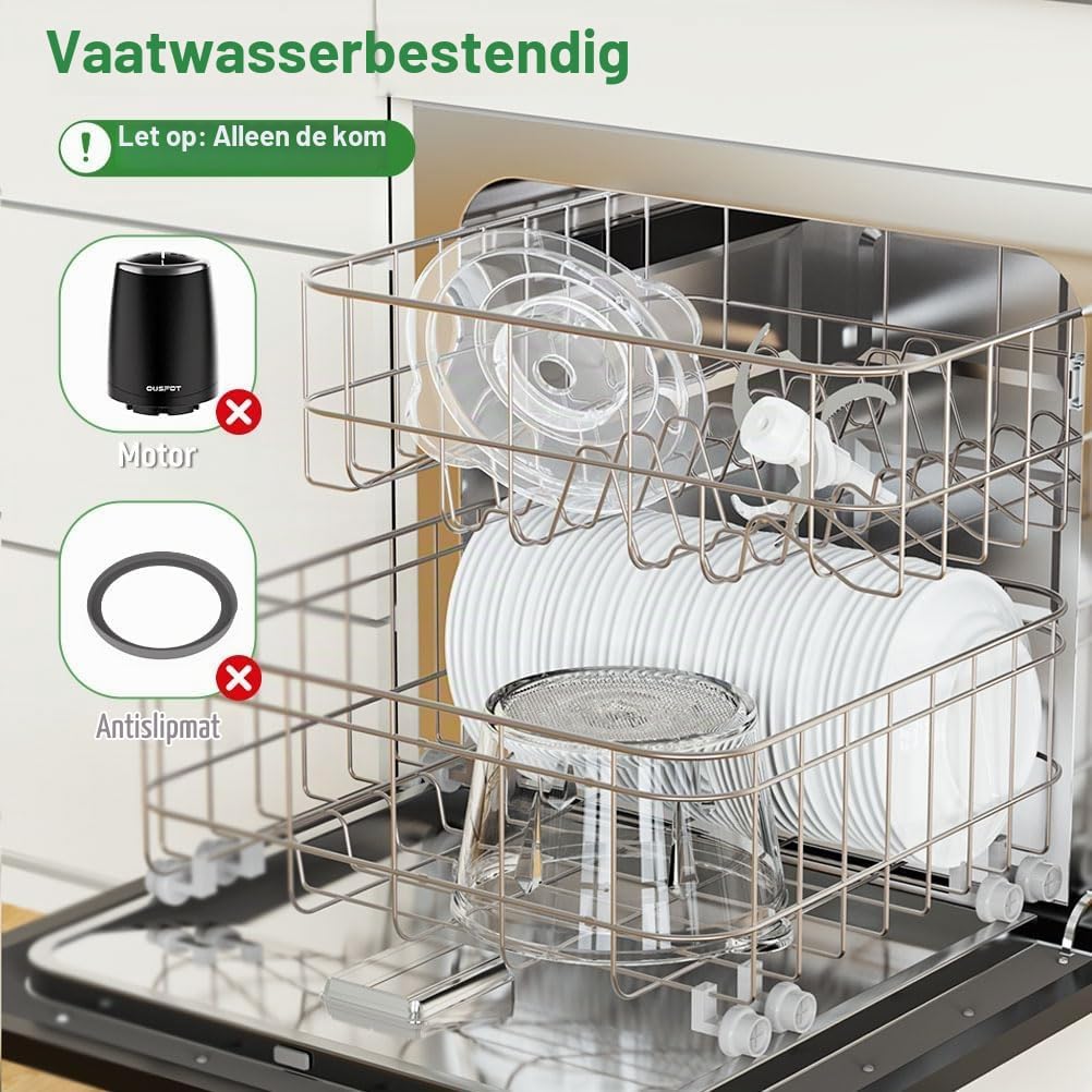 Detalle de OUSFOT Y-JR76 elektrische hakmolen met glazen kom van 1,8 liter, 500 W