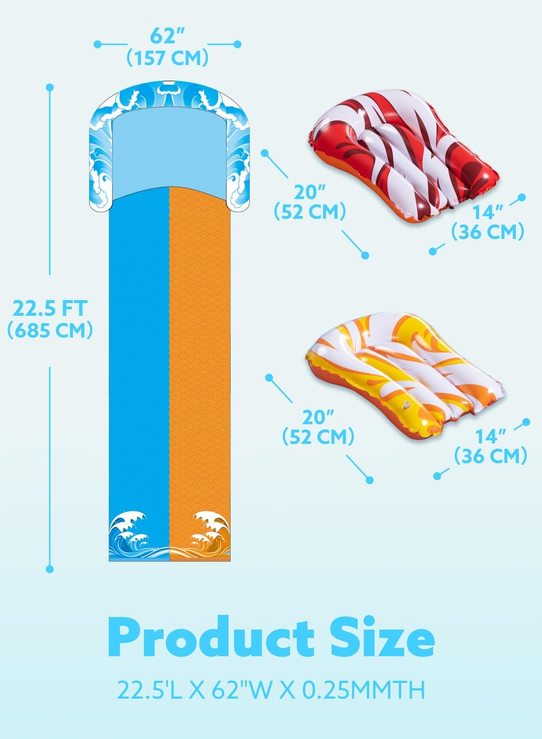 Detalle de JOYIN 22.5-ft Inflatable Water Slide with Built-In Sprinklers and 2 Bodyboard Boards