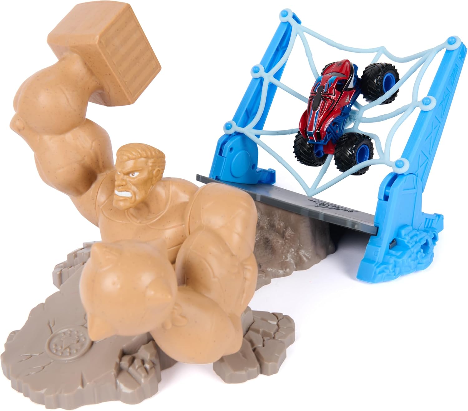 Detalle de Monster Jam 1:64 Marvel Playset I with Dynamic Sling Thrower