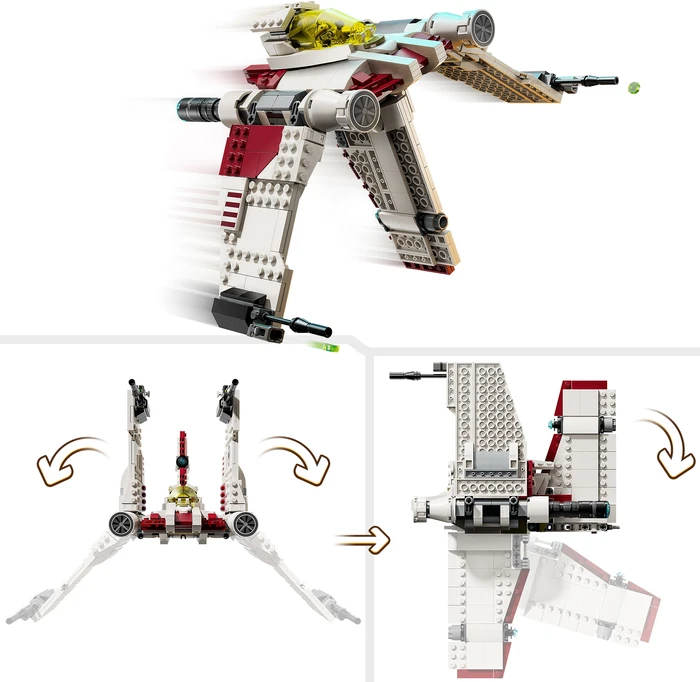 Detalle de LEGO Star Wars V-19 Torrent-Sternjäger 75432 – Klappbare Flügel, Cockpit und Frontrad