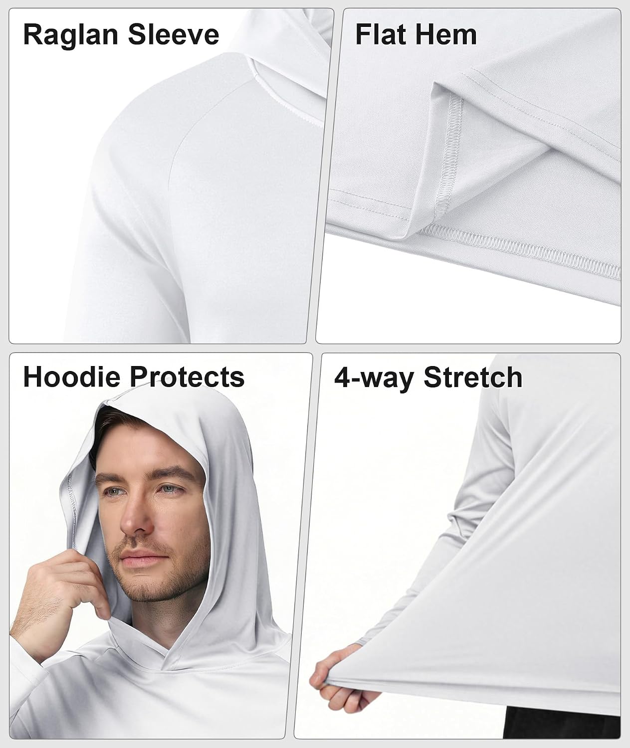 Detalle 2 de ZITY 5 Pack Mens UPF 50+ Hoodie Shirts: Sun Protection, Fast-Dry Hoodie Tops for Active Outdoors