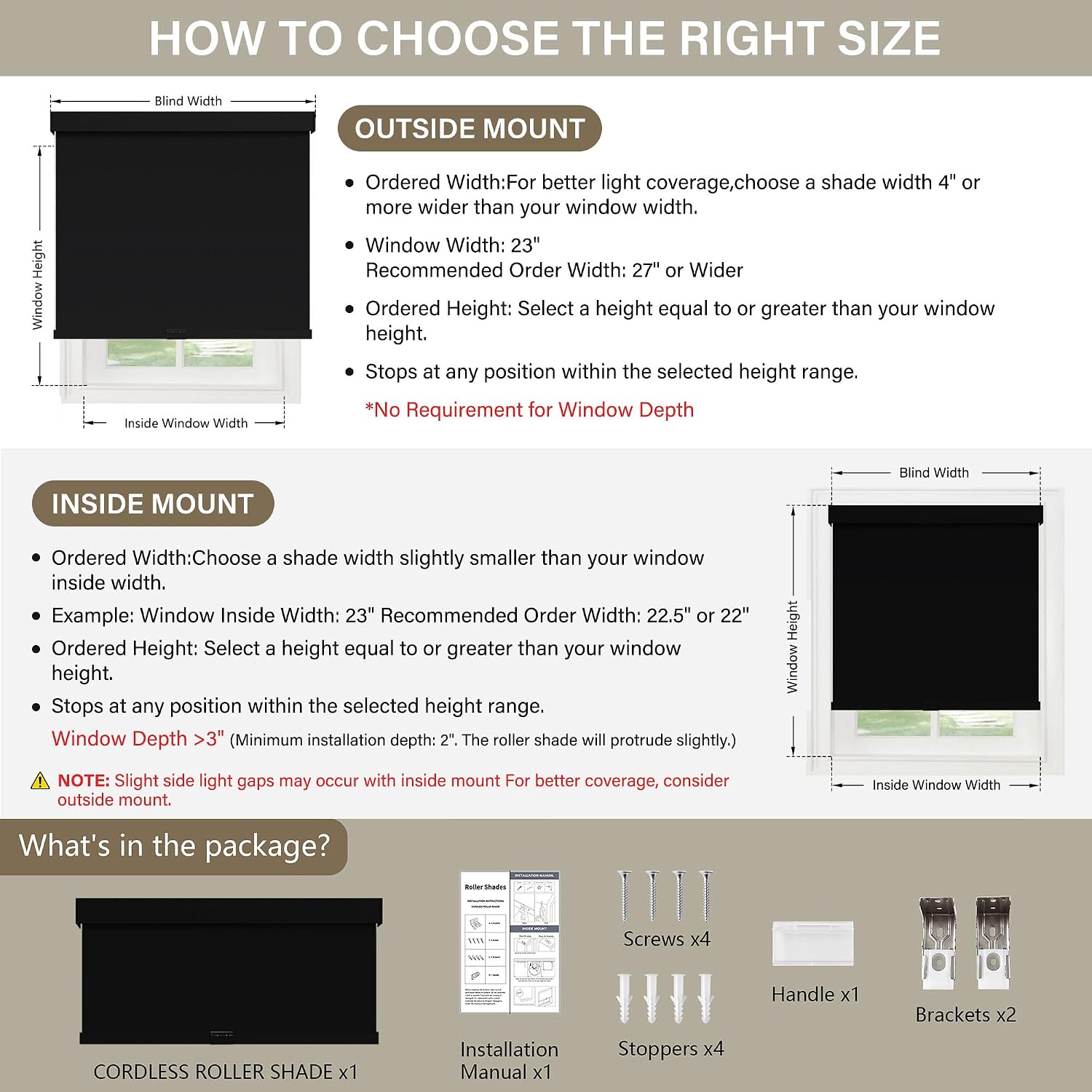 Thumbnail 1 de SUNOFF Cordless Blackout Roller Shades 28" x 72"