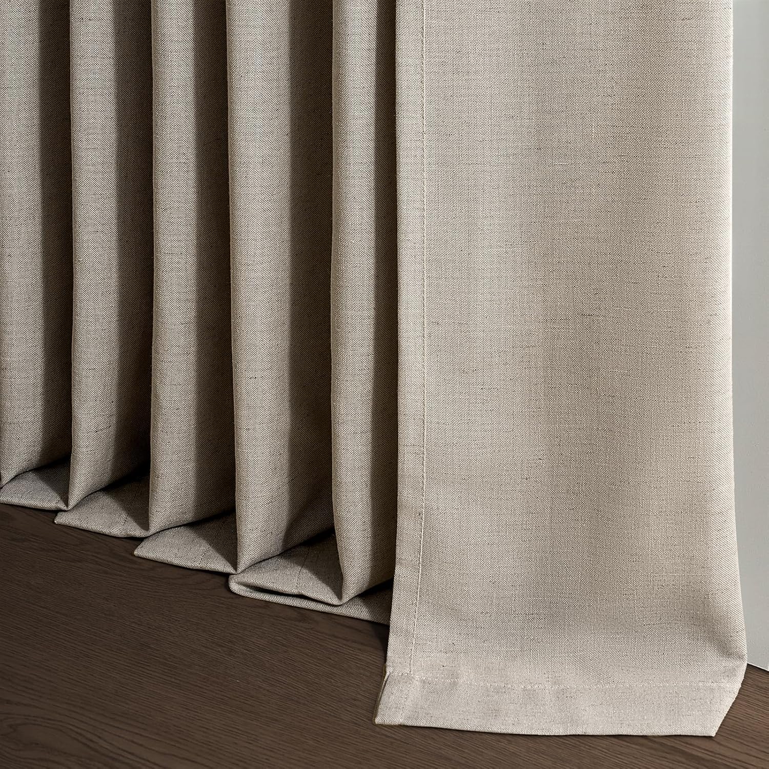 Thumbnail 6 de Topfinel Burlywood Pinch Pleated Curtains 84 Inches Long – 2 Panels Set, Stone Washed Linen-Earth Tone Semi-Sheer