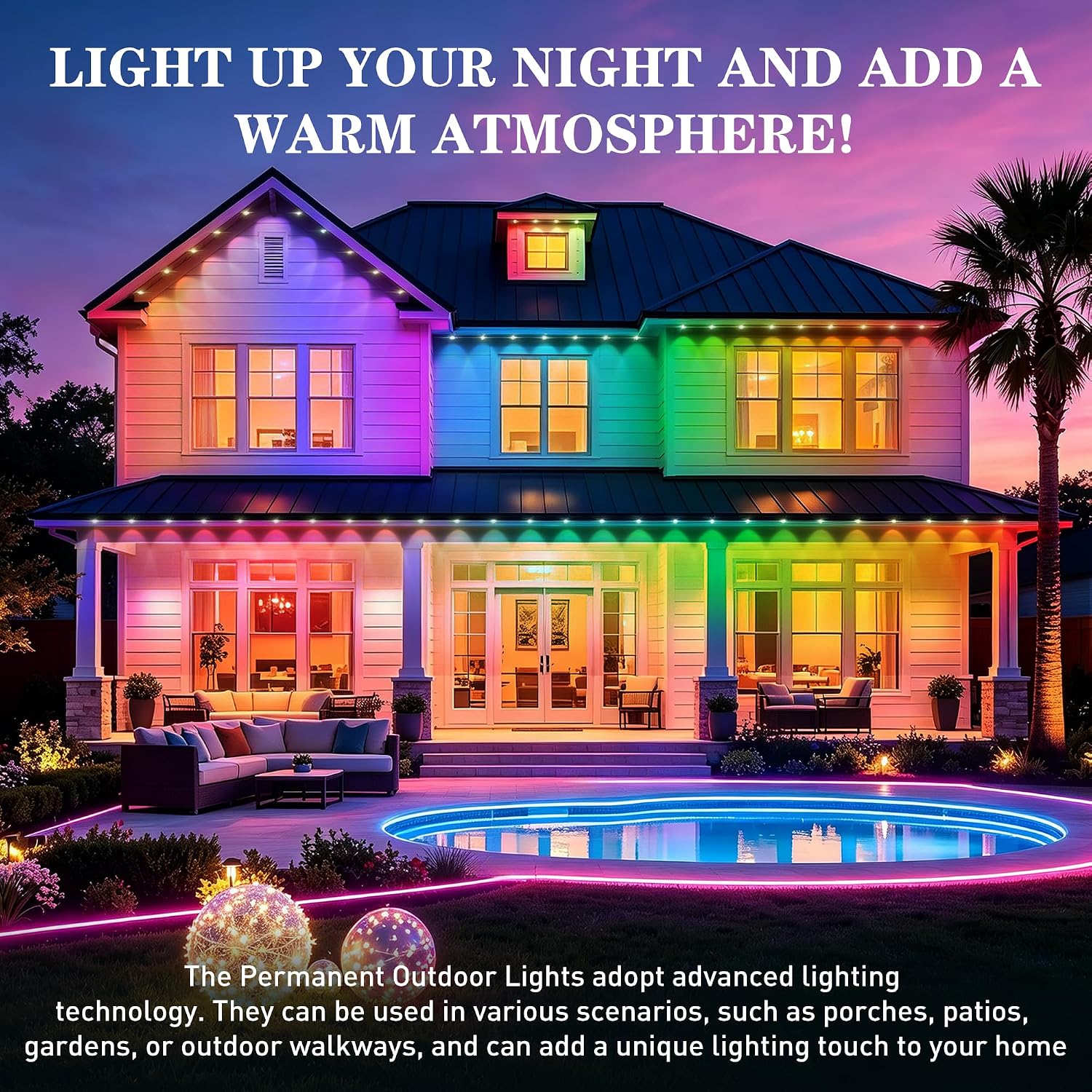 Detalle de HCMTGW Permanent Outdoor Lights 300 ft
