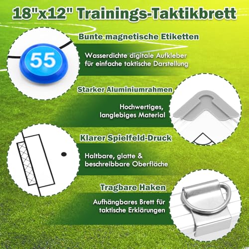 Thumbnail 2 de Magnetisch Fußball Taktiktafel – Doppeltes Strategietafel-Set mit Magnetetiketten (45 × 30 cm)