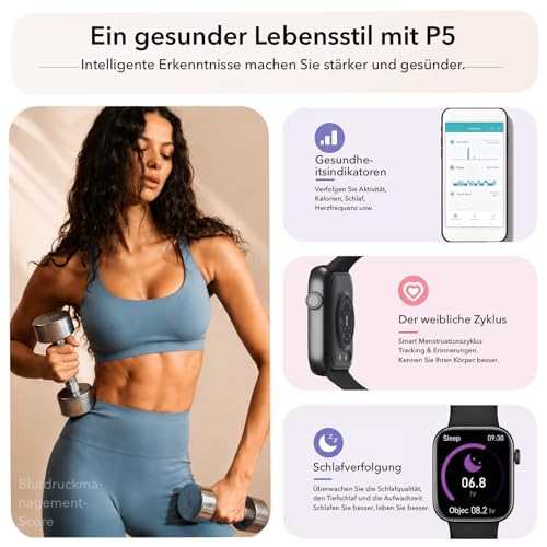 Detalle 2 de AOYBWK Smartwatch Damen/Herren mit Telefonfunktion – 1,85" HD Touch, 140+ Sportmodi, IP68