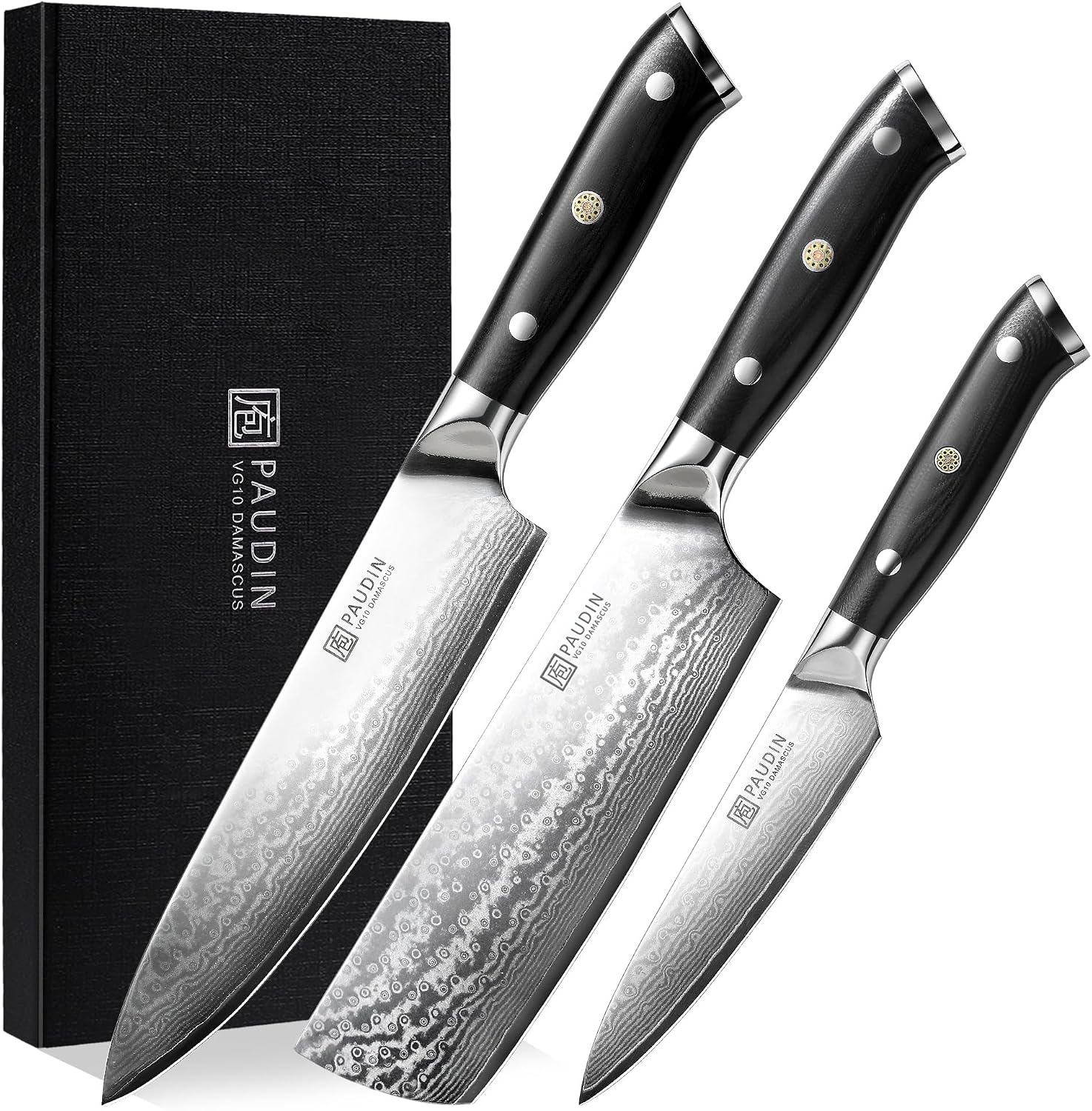 Detalle de PAUDIN Damastmesser Set 3-teilig