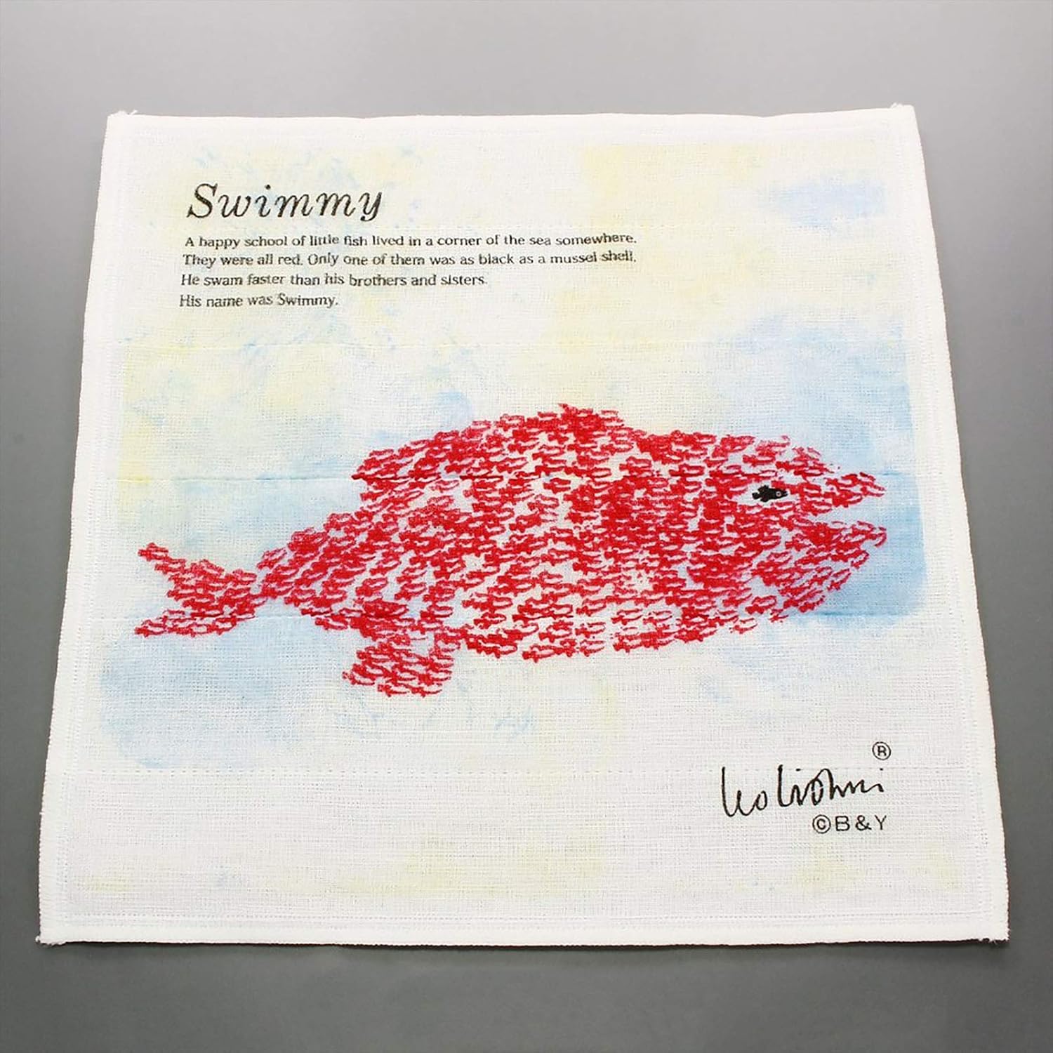 Detalle de アイトー 278605 Leo Lionni「スイミー」蚊帳生地ふきん 30cm角・日本製