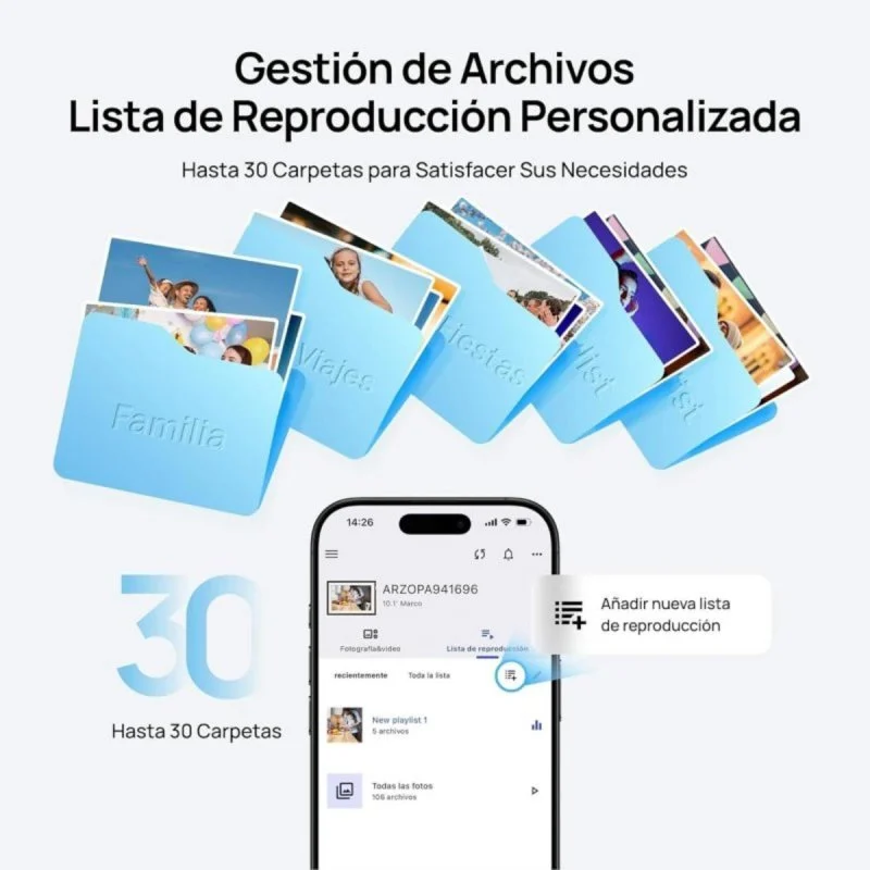 Detalle 2 de Arzopa Marco de fotos digital 10,1" IPS táctil Wi‑Fi con nube ilimitada y multicuenta