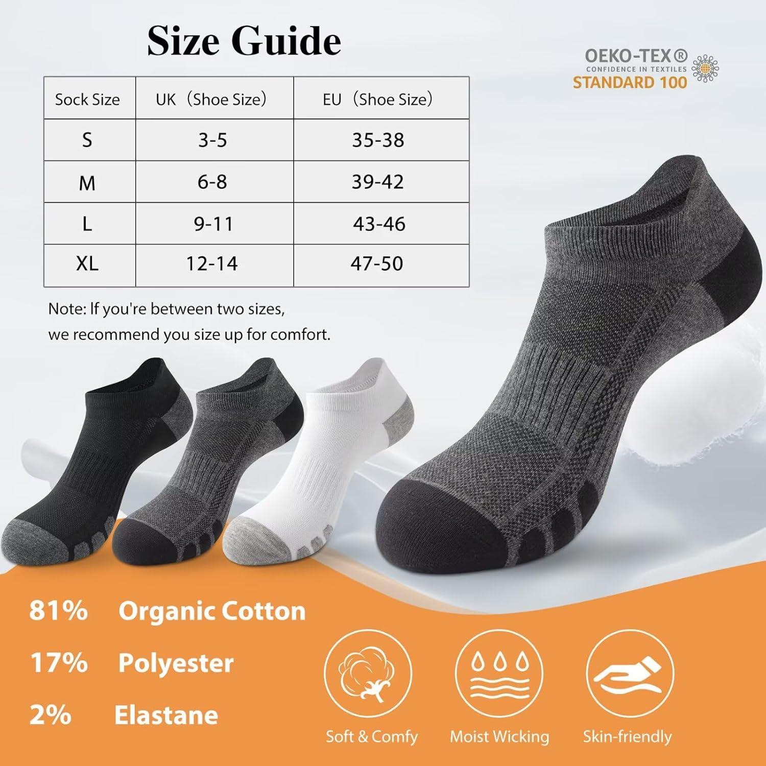 Thumbnail 4 de YouShow Cotton Trainer Socks 10 Pairs – Ankle Sports Socks for Men & Women (Anti-Blister)