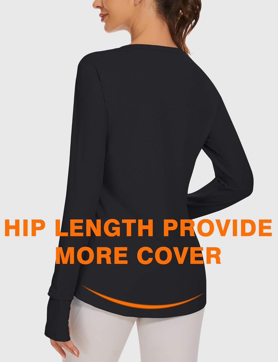 Detalle de IECCP Women’s long sleeve workout shirts with UPF 50+ sun protection and thumbholes