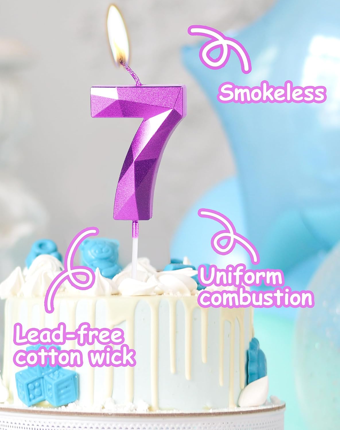 Detalle de Purple 20th Birthday Candles for Cake – 3D Number 20 Topper (Two Pieces)