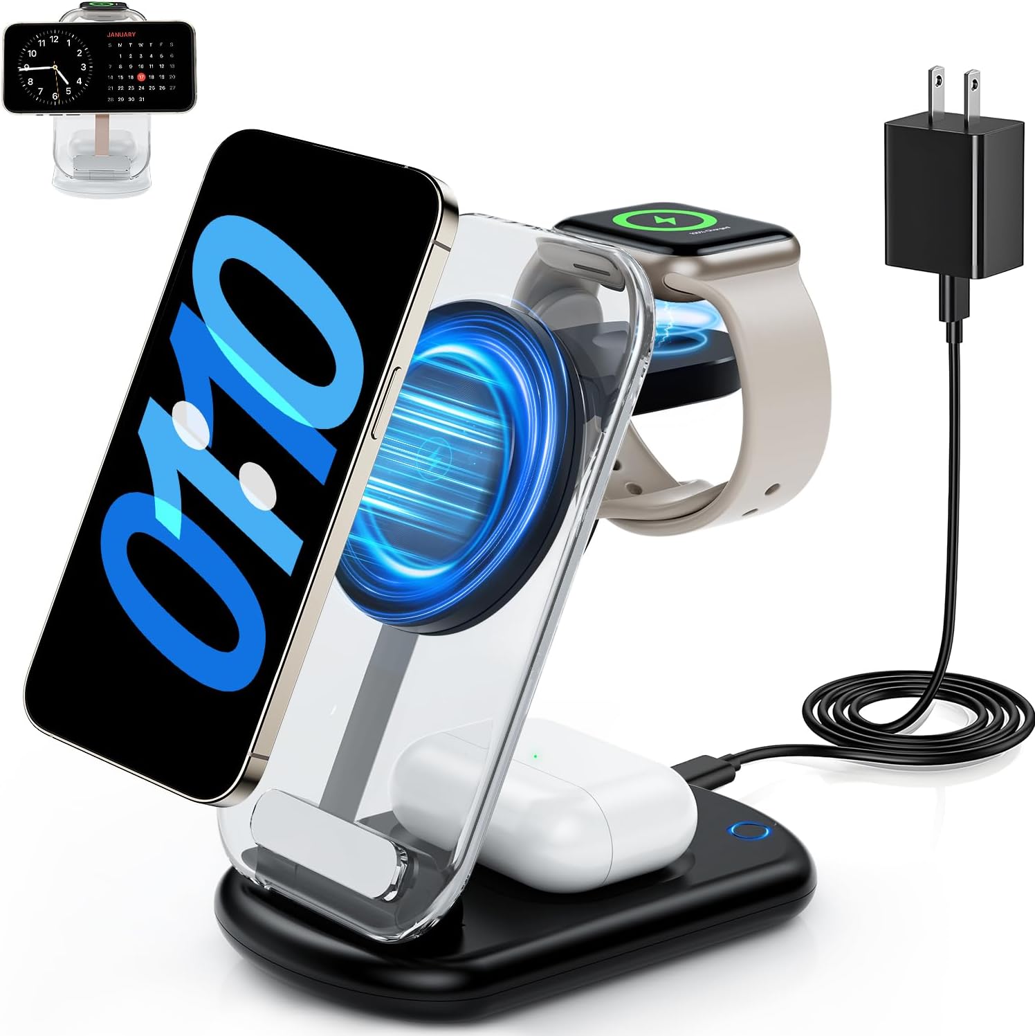 Detalle de RYND W360 3-in-1 Foldable Magnetic Wireless Charger with Night Light