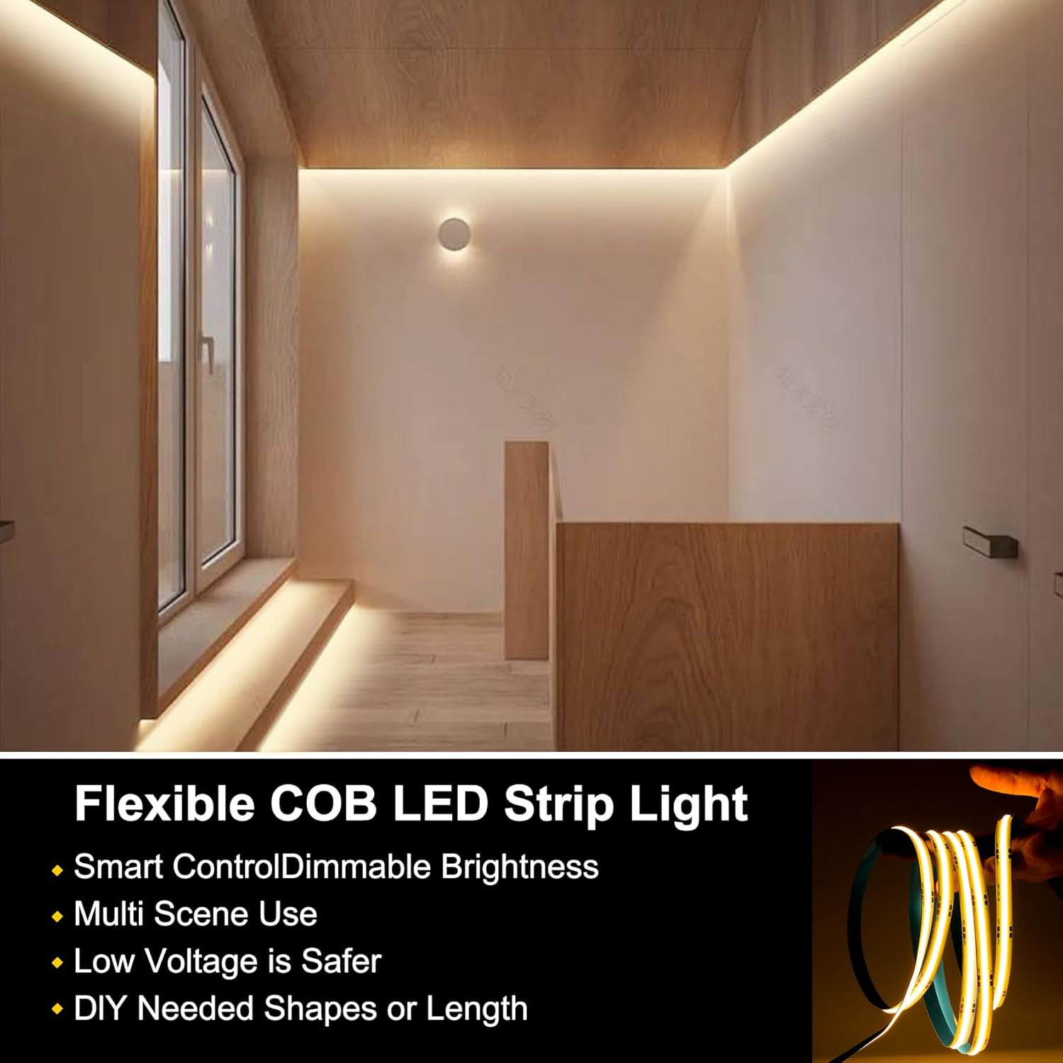 Thumbnail 1 de FUIQI COB LED Strip Light 5M (24V) – Dimmable, 4000K Natura White, CRI >90