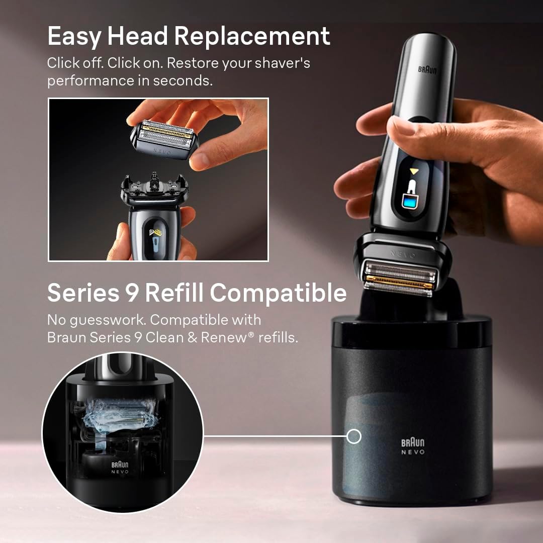Detalle de Braun NEVO 17610C Men's Electric Shaver with AeroTouch and Stainless Steel Body