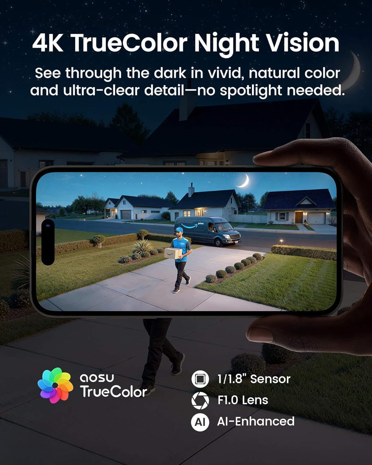 Thumbnail 4 de Aosu 4K T2 Ultra Kit – Caméras de Surveillance Extérieure Sans Fil Solaires, 2 Caméras