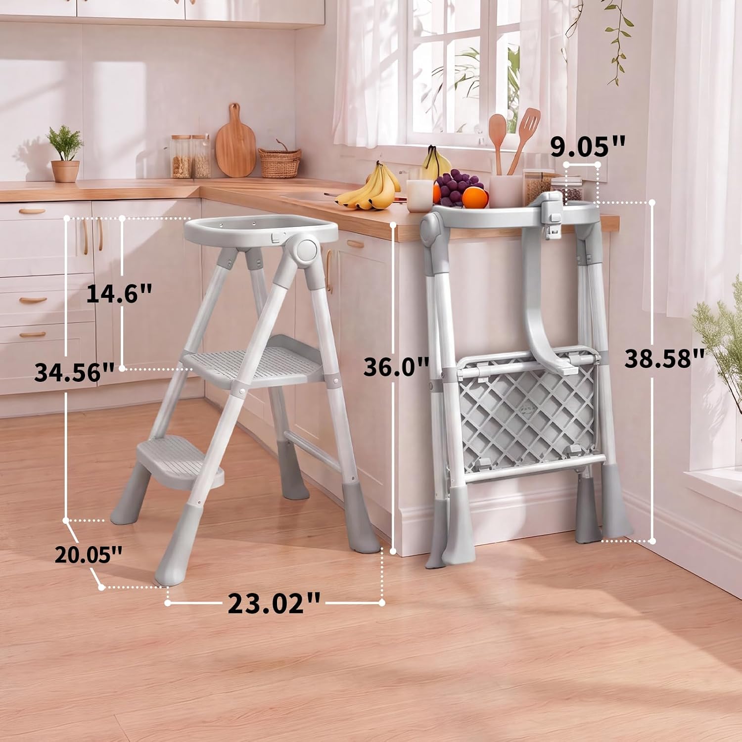 Detalle 2 de RGKQSY XT-vey529 Foldable Toddler Standing Tower, Black Steel