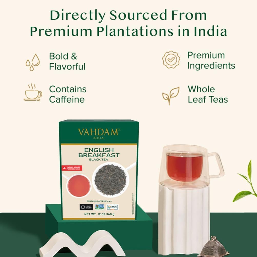 Detalle 2 de VAHDAM Té Negro Inglés 🌱 Fuerte y Aromático, 340g