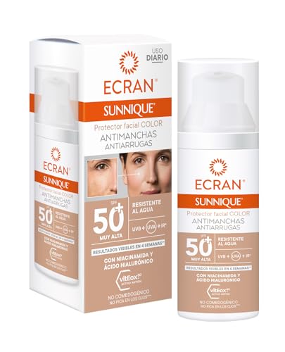 Detalle de ECRAN SUNNIQUE – Protector Facial SPF 50+ con color y tratamiento antimanchas (50 ml)