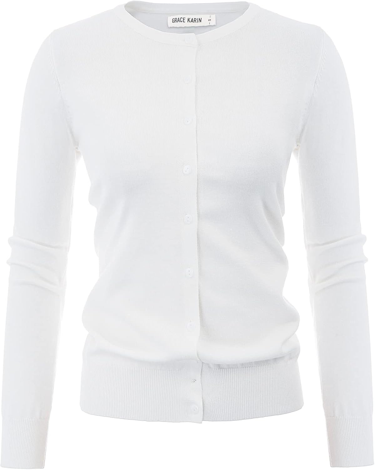 Detalle 1 de GRACE KARIN Lightweight Knit Cardigan for Women, Button-Front Crewneck
