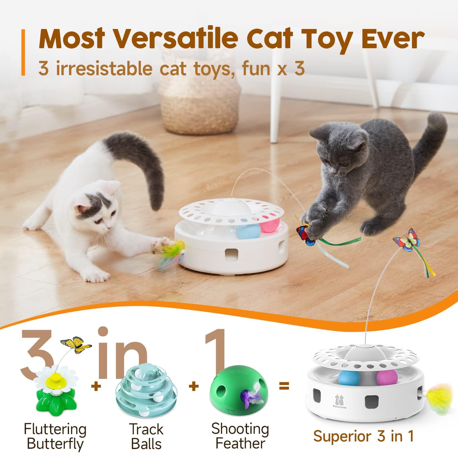 Thumbnail 1 de Potaroma 3in1 Automatic Cat Toy — USB Powered 🐱