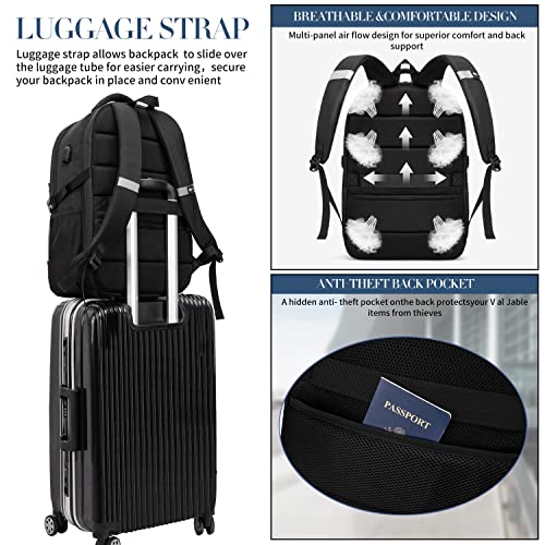 Thumbnail 5 de Sac à Dos Homme Grand 55L 18,4 Pouces USB Anti-Vol Imperméable – PUSLOM Noir