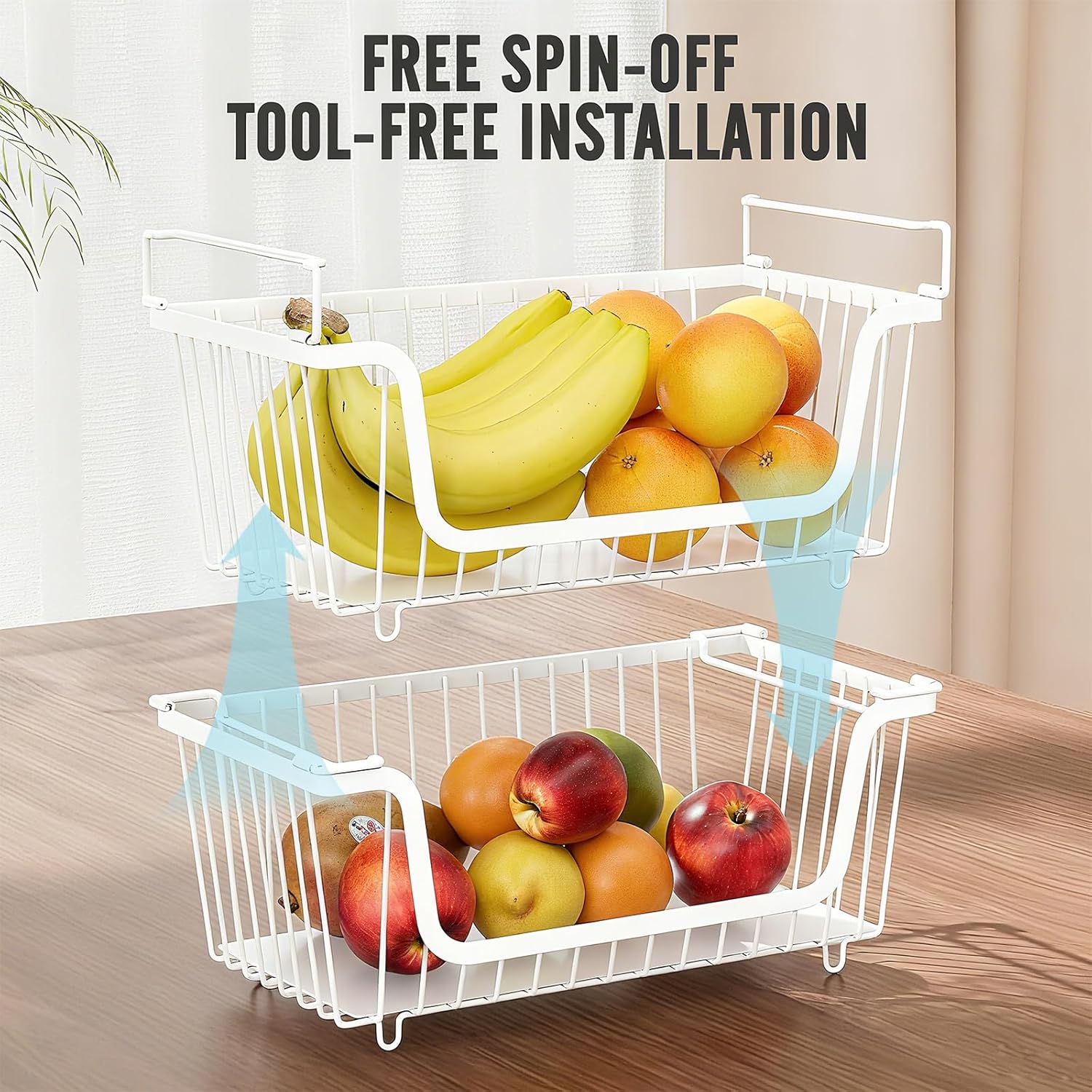 Thumbnail 6 de GAOKASE 4-Piece Stackable Wire Baskets for Pantry Organizers and Storage