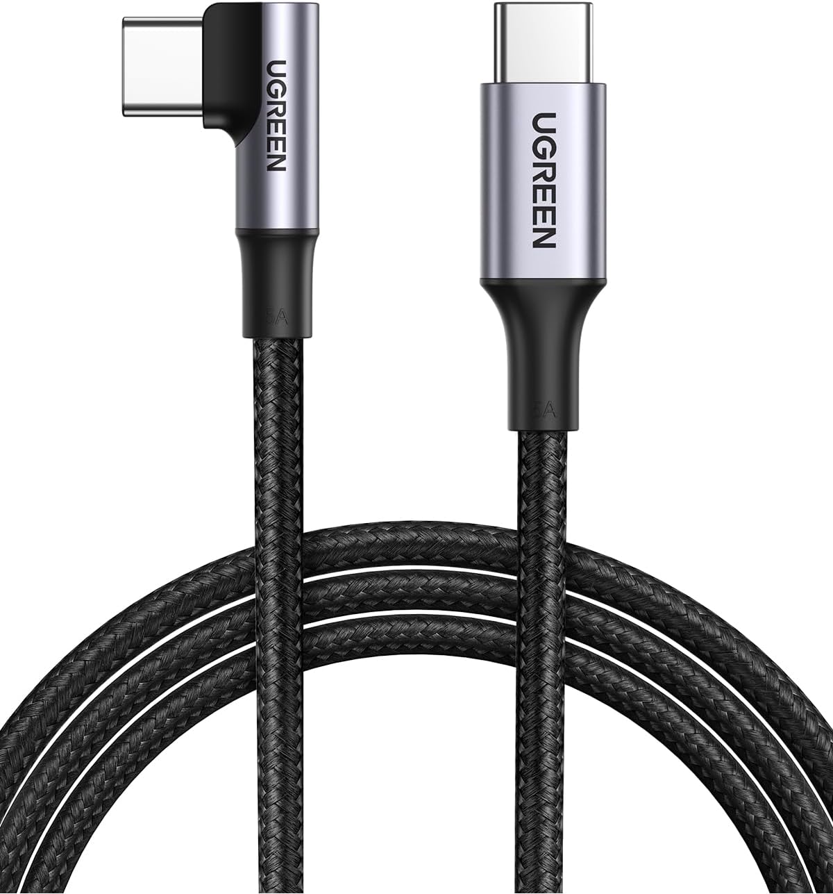Detalle de UGREEN USB-C 100W 20V/5A cavo angolato 90°