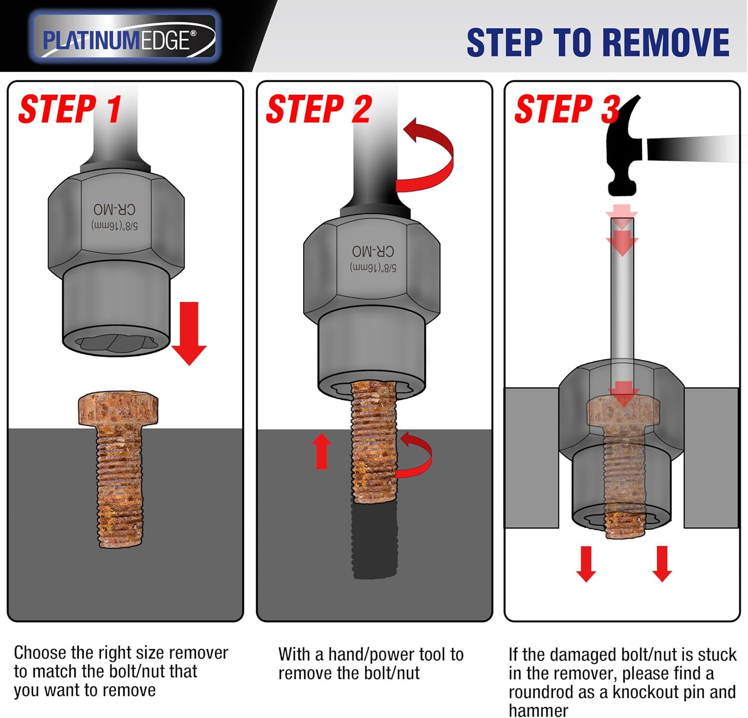 Thumbnail 4 de PLATINUMEDGE Impact Bolt Extractor Set 13-Piece