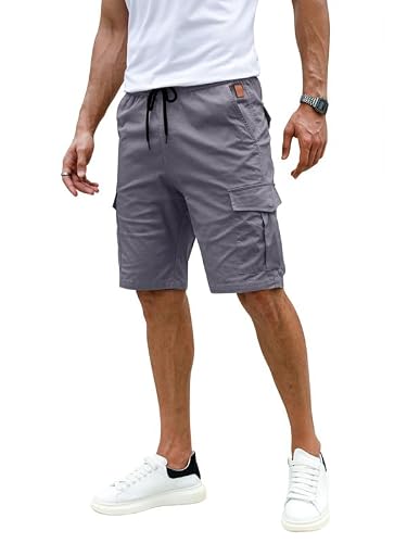 Detalle de Elegancity Herren Cargo Shorts Kurze Hose – Hellgrau, Größe XL