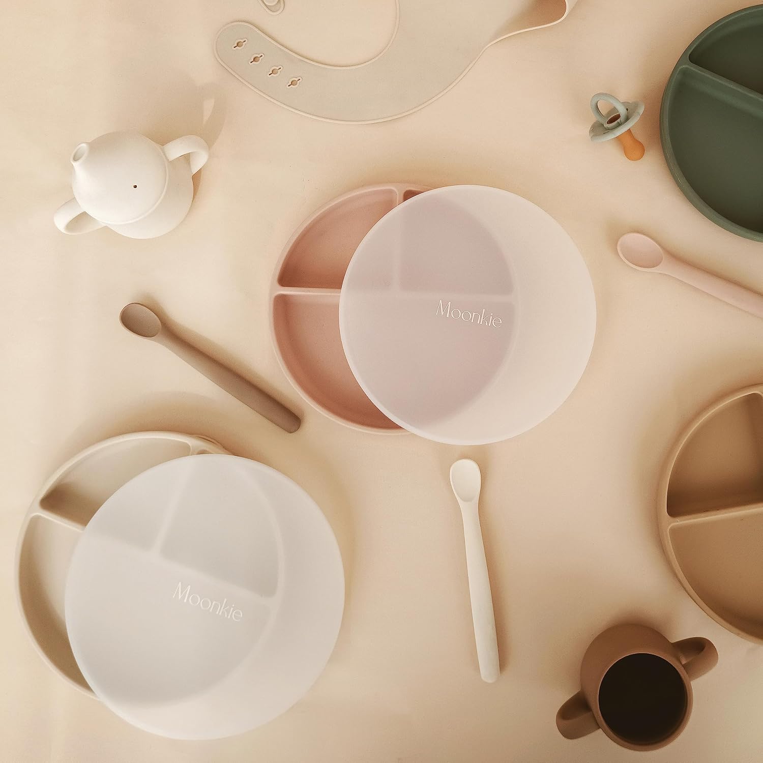 Thumbnail 5 de Moonkie Suction Plates for Babies & Toddlers (BPA-Free, Microwave & Dishwasher Safe) with Lid – Sage, 1 Pack