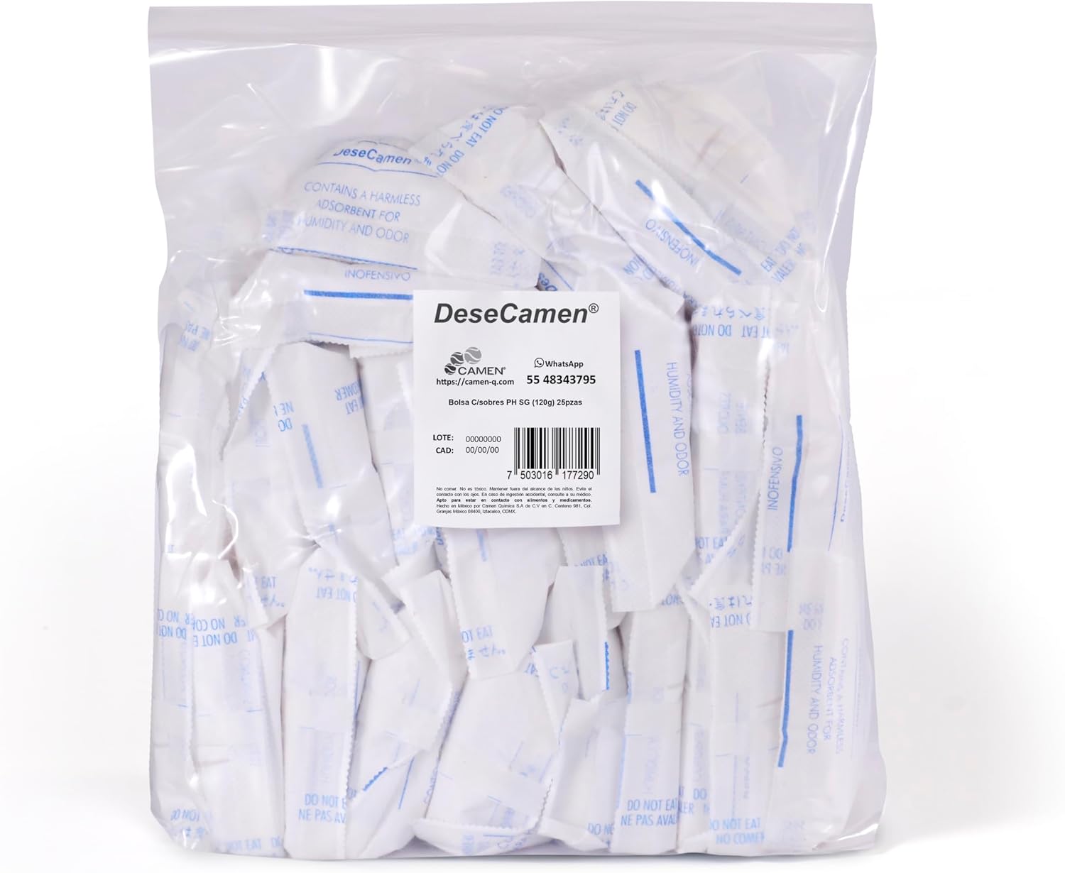 Detalle de DeseCamen Bustine di silice (250 pezzi, 5 g) – protezione dall’umidità in pacchetti dissecanti