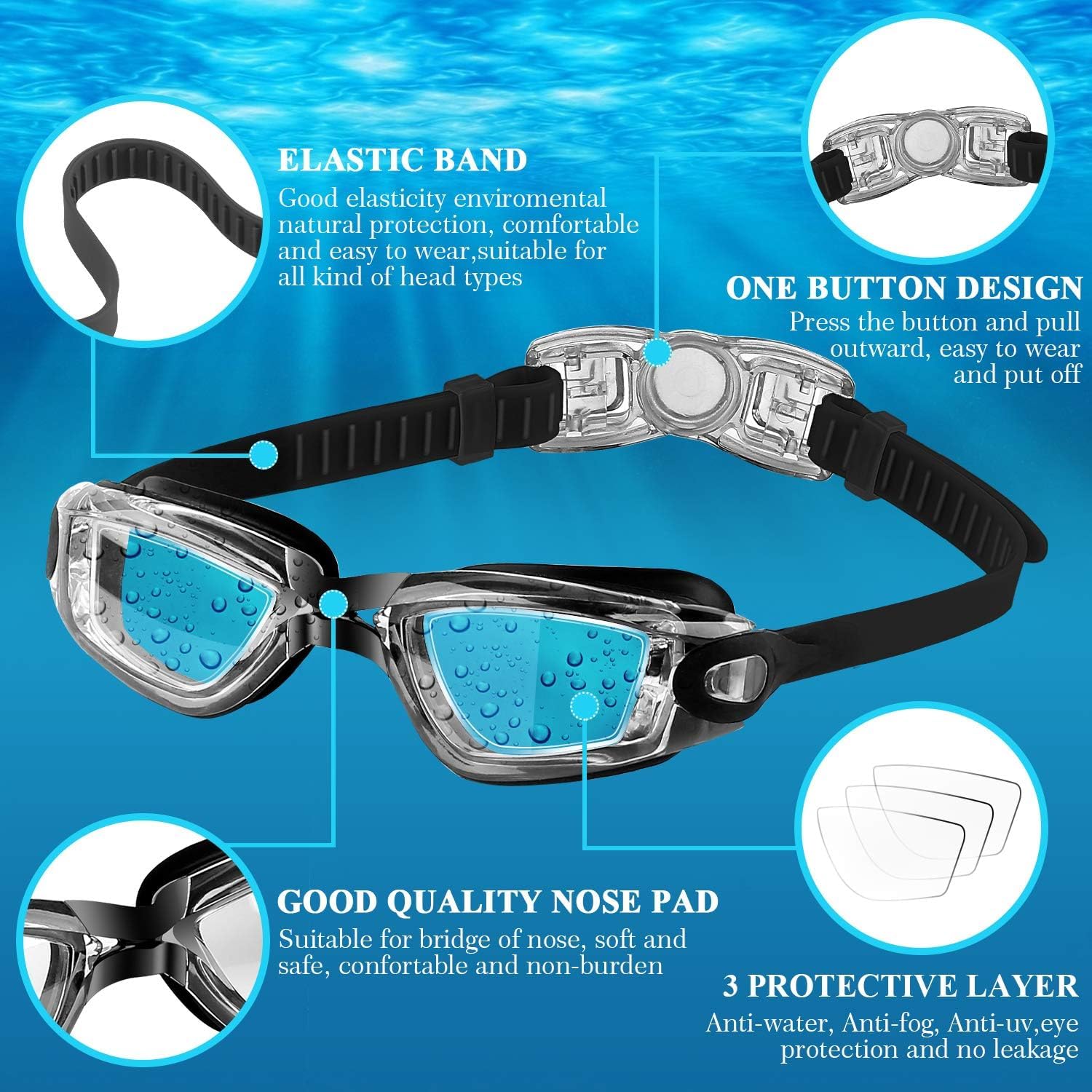 Thumbnail 1 de COOLOO Kids Swimming Goggles 2-Pack
