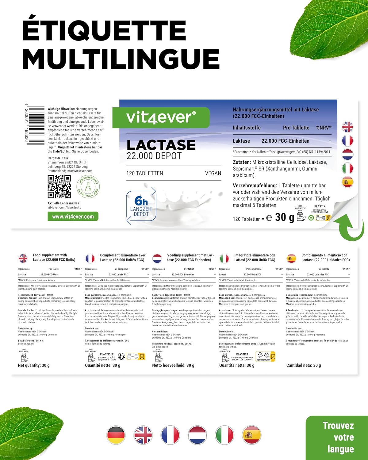 Thumbnail 5 de Lactase 22.000 Depot-120 comprimés lentilactase